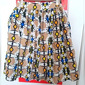 African Print Geometric Patterned Skirt - Multicolour